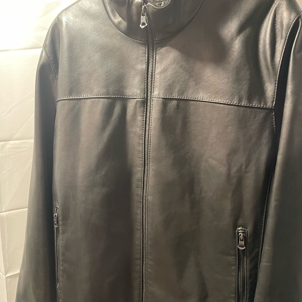 A BLACK SOFT LEATHER MARC JACOBS JACKET